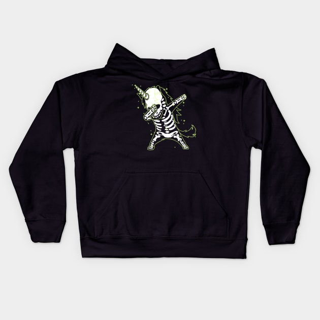 Dabbing Unicorn Skeleton Shirt Dab Hip Hop X-Ray Glow Effect Kids Hoodie by vo_maria